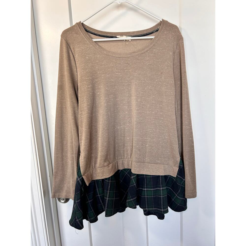 Entro‎ Women's Plaid Long Sleeve Layered Tunic Top Boho Multicolor Size Medium
